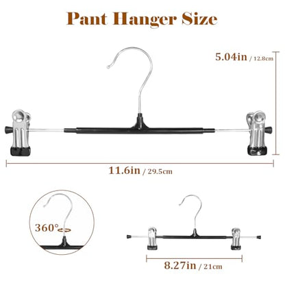 Pants Hangers with Clips, 20 Pack 11.6 inch Heavy Duty Metal Hangers, Adjustable Skirt Hangers for Women, Space Saving Non-Slip for Pants,Socks,Jeans and Skirts