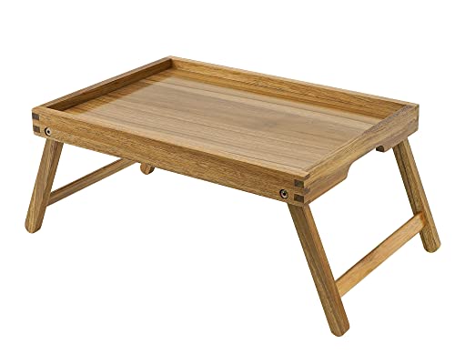 VaeFae Acacia Bed Table Tray, Wooden Breakfast Tray with Folding Legs, Bed Tray for Eating and Laptop, Eating Trays for Bedroom | Bed Trays for Eating and Laptop, Eating Trays for Bedroom, Sofa
