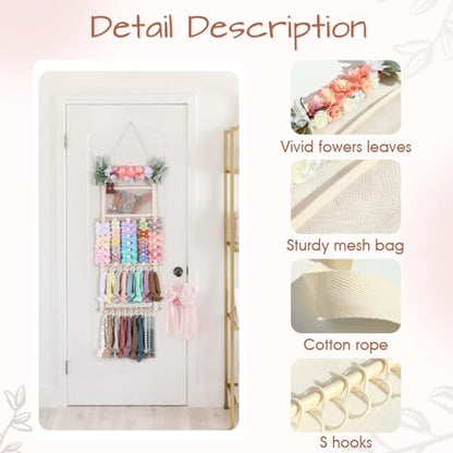POVETIRE Headband Holder Hair Bows Organizer for Girls, Hair Accessories Display Storage Wall Hanging Decor for Baby Nursery Toddler Girls Room