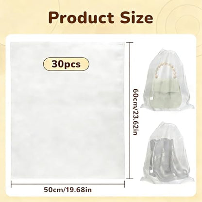 Dust Bags for Handbags, 30 Pcs, 19.68x23.62 Inches | Non-Woven, Reusable Protector Covers, Fits Backpacks, Boots, Closet Organizer for Travel & Home