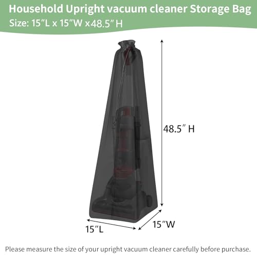 Upright Vacuum Cleaner Storage Bag Household Sweeper Cleaner Protective Dust Bag Stand Vacuum Cleaner Pouch 15" L x 15" W x 48.5" H Black Only Cover