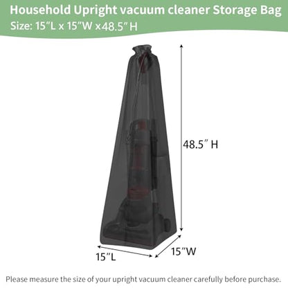 Upright Vacuum Cleaner Storage Bag Household Sweeper Cleaner Protective Dust Bag Stand Vacuum Cleaner Pouch 15" L x 15" W x 48.5" H Black Only Cover