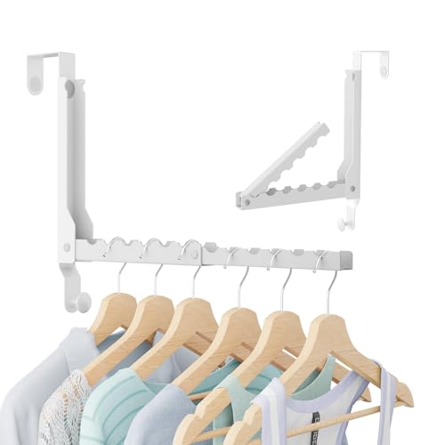 Over The Door Hooks, Extended Over The Door Clothes Hanger with 11 Ridges,Space-Saving Over The Door Drying Rack,Over the Door Hangers for Clothes,Larger Capacity Over The Door Hanger.