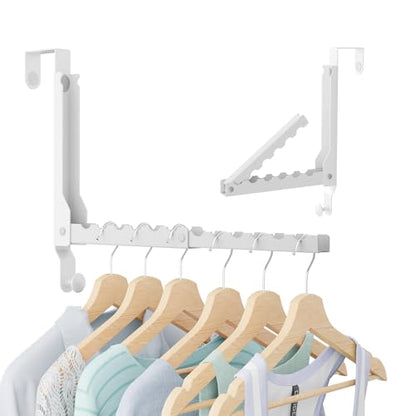 Over The Door Hooks, Extended Over The Door Clothes Hanger with 11 Ridges,Space-Saving Over The Door Drying Rack,Over the Door Hangers for Clothes,Larger Capacity Over The Door Hanger.
