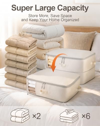 Comforter Storage Bag 2-Pack Self Compression Organizer,22 Gallons | 2-Layer Closet Organizers and Storage, Under Bed Space Saver, Blanket for Bedding, Pillow, Sheet, Clothes, Nursery Use