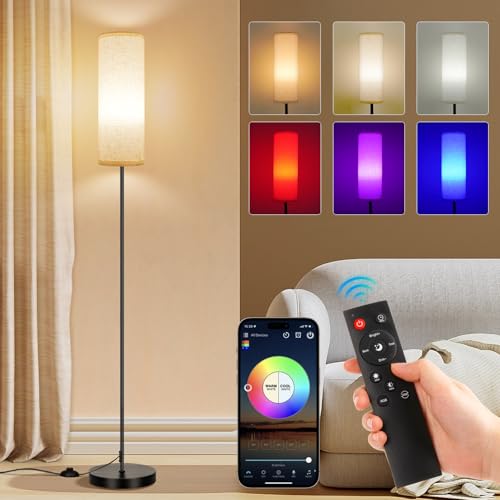 Floor Lamp, 9W 800LM Color Changing Smart Bulb, Be... (Beige 1_Pack | Metal)