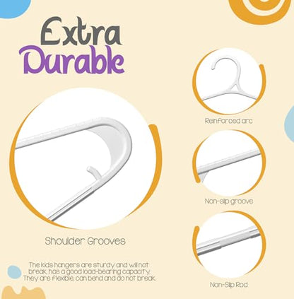 Utopia Home Kids Hangers 60 Pack – 11 Inch Non-Slip Baby Hangers White | Non-slip shoulder grooves | Strap hooks | Pants bar | Ideal for children's & infant clothes