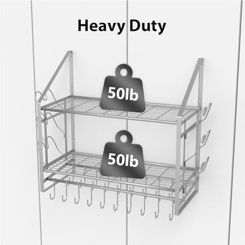 28 Inch Pot Rack Wall Mounted, 2 Tier Pots and Pan... (Alloy Steel)