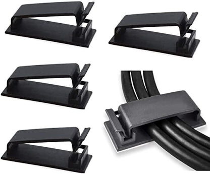 SOULWIT 50Pcs Self Adhesive Cable Management Clips - Black | for TV PC Ethernet Cable, Wall, under Desk Home Office