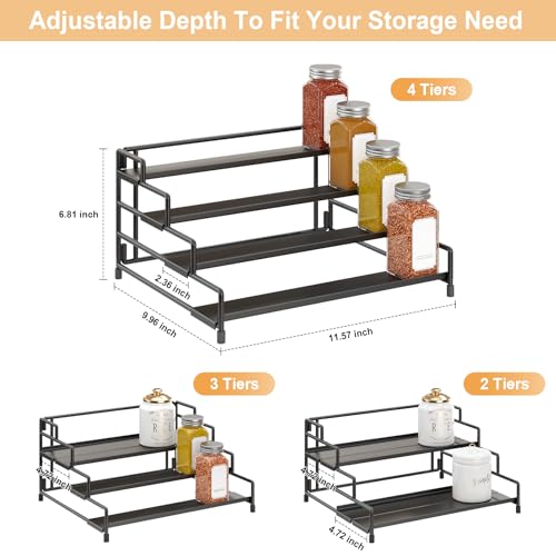 4-Tier-Spice-Rack-Organizer-for-Cabinet, Adjustabl... (Black-1 Pack | Iron)