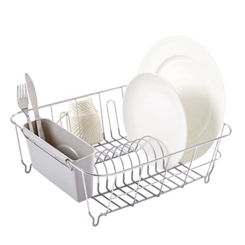 Dish Drying Rack & Cutlery Holder 2 Piece Set - Co... (Silver | Metal, Plasic)