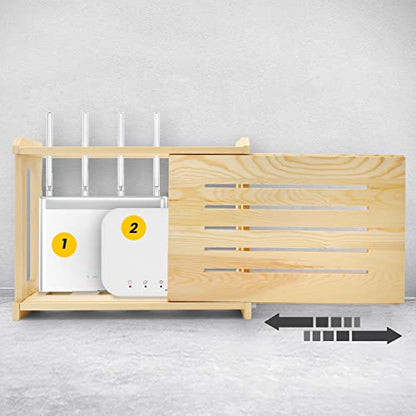 Wooden Router Shelf Wall Mount WiFi Router Storage Box Modem Cable Router Cover Organized Power Strip Cable Management Hider Rack Need Assembly 14.9 * 9.8 * 5.4 in (L* H * W)