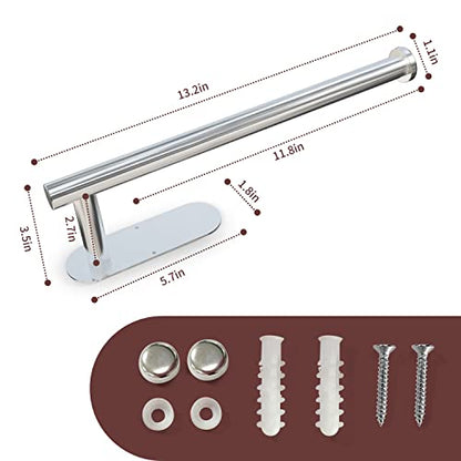 DEKAVA Under Cabinet Wall Mount Paper Towel Holder, Self-Adhesive Bar, Stainless Steel 13 inch (Bright Silver, 1)