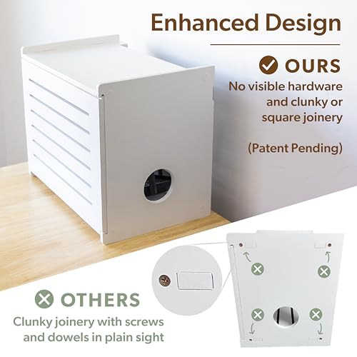 WiFi Router Storage Cabinet Router Box Hider WiFi Box Hider Shelf Cover | Deluxe • Pine Wood • Pine Finish • Seamless Side Panel Design • Fits Routers Up To 11" • Wall Mount Or Desktop Placement