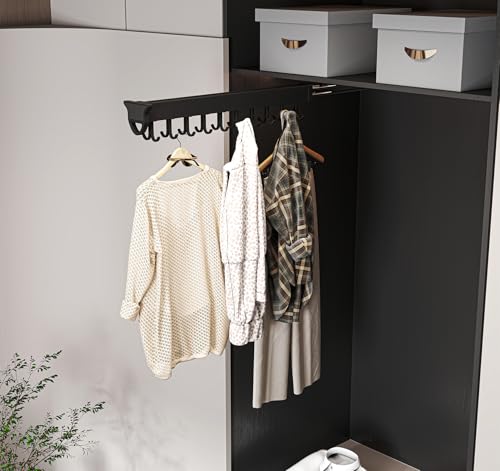 Pull-out Mop and Broom Holder with 20 Sliding Hooks | Slide Broom Closet Organizer, Sliding Garage Storage Rack, For Home Kitchen Wardrobe Closet Laundry Cupboard