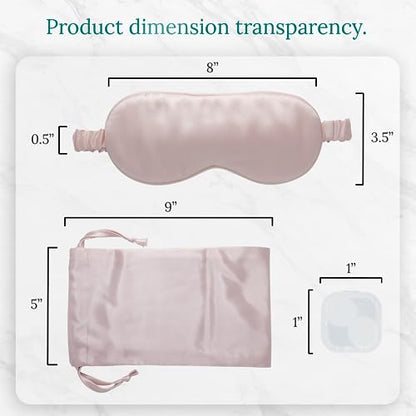 Mulberry Soft Silk Eye Mask for Sleeping with Ear Plugs & Luxury Bag - Cooling Night Eye Covers Sleep Face Mask for Women - Blindfold Travel Eye Mask Blocking Out Light - Black