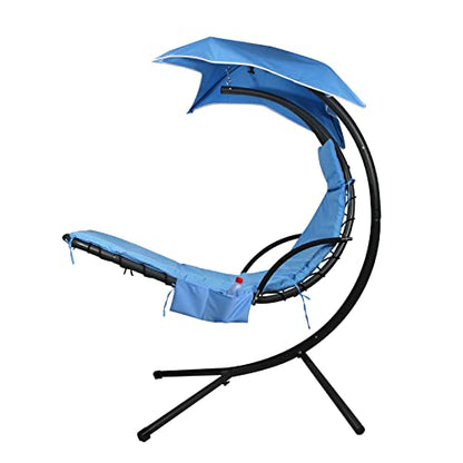 MICTONY Outdoor Hanging Lounge Chair Replacement Cushion Cover and Umbrella Fabric, Made for Patio Curved Chaise Hammock Floating Swing Chair Pads, Waterproof Soft Fabric (Cushion Not Included), Blue