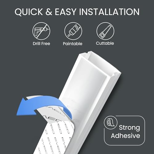 EVEO Cable Hider Wall 306” - Cable Raceway Cord Hider - Wire Covers for Cords on Wall, Cord Cover, Wall Cable Hider, Cable Concealer, Wire Hiders for TV on Wall Management-20X (L16 W0.95 H0.5) - White