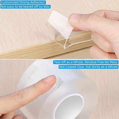 Clear Edge Protector Strip,1 Pack x 1.18in x 9.84FT | Sharp Edge Wrap Cover Tape, Self Adhesive Protective Bumper Guards for Cabinet Door Desk Bed Furniture Waterproof