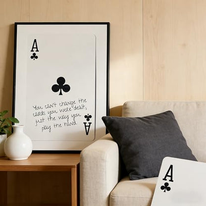 GEFQBBLD Funny Lucky Ace Poker Wall Art,Funky Mdern Canvas Black Art Prints Painting,Retro Minimalist Black and White Playing Card Posters,Trendy Aesthetic Preppy Wall Decor 8x10in Black Framed