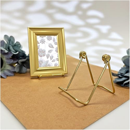 Folding Gold-toned Wire Easel Stand, 3" H x 2.75"... (Gold | Metal)