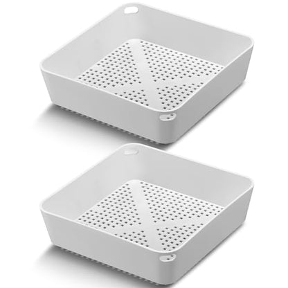 2 Pcs 8.5 x 8.5 x 2.5 Inch Floor Sink Drain Covers Commercial Plastic Floor Drain Strainer Plastic Drains Screen Basket Suitable for Commercial Kitchen Restaurant Diner Cafe