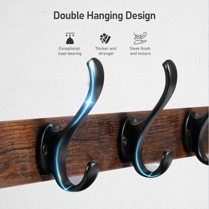 Tatub 29" Rustic Coat Rack Wall Mount with Shelf, Entryway Wall Hooks with Shelf, Coat Hangers for Bathroom, Living Room, Bedroom, Rustic Black