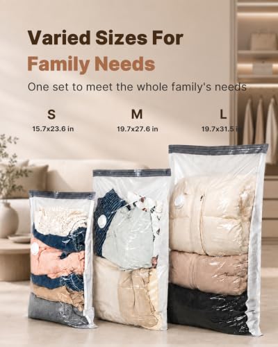 Vacbird Travel Vacuum Storage Bags with Rechargeable Cordless Pump, 12 Pack Vacuum Seal Bags for Clothing(4 Large+4 Medium+4 Small), Compression Packing for Clothes Suitcase Luggage Blanket Pillows