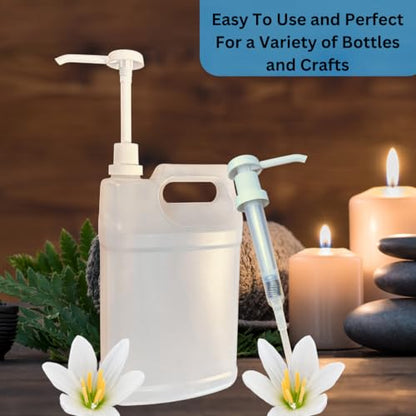 Heavy Duty Pump Dispenser for Gallon Jugs (1oz/2-Pack) Leak Proof Pump Dispenser for Shampoo, Laundry Detergent, Liquid, Water, Popcorn Butter, Snow Cone Syrup, Oils, 1 Gallon BPA-Free Dispenser