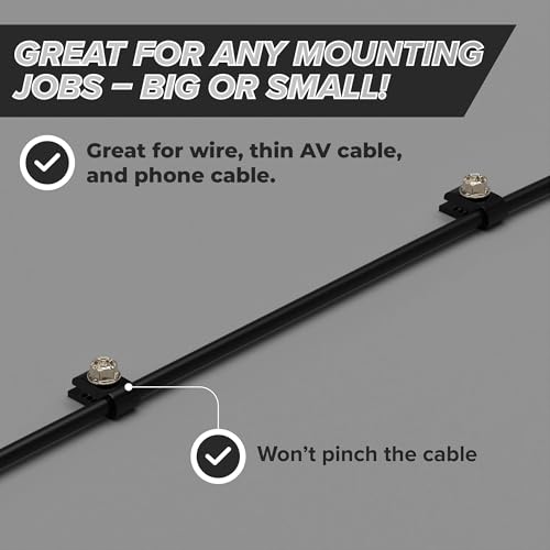 THE CIMPLE CO Mini Screw-in Cable Clips and Fasteners - Indoor/Outdoor Single Screw Clips - 3mm Wire Clamps for Fiber Optic Cables and Thermostat, Ground Wires - 3 mm (1/10 Inch), Black, 100 PCS