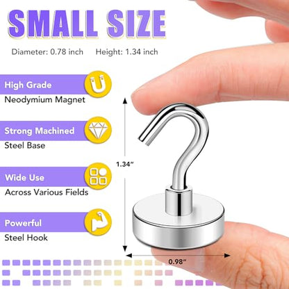 Magnetic Hooks for Cruise Cabins, 85LBS, 12 Pack, Silver | Cruise Essentials 2026, Heavy Duty Magnets Hooks for Refrigerator, Storage, Grill, Hanging and Kitchen