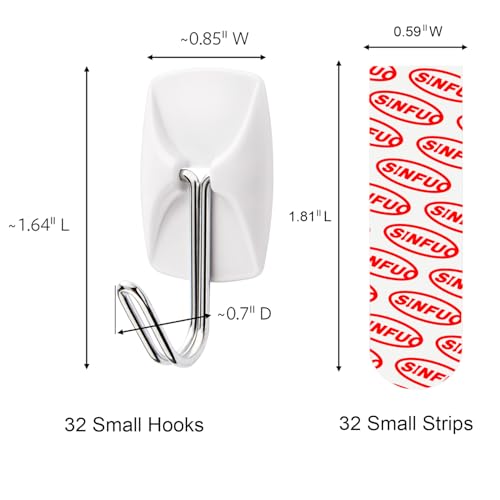 Wire Wall 32 Hooks with 36 Strips, Damage Free Adhesive Hooks,Keys,Kitchen | Heavy Duty, 36 Strips, Damage Free Adhesive, For Key Holder, Coat, Door, Shower Hanging