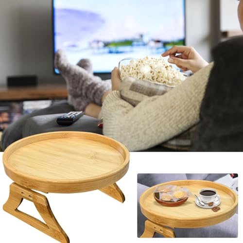 Round Shape Sofa Armrest Clip Foldable Sofa Armrest Clip | Clip on Tray Table for Couch Armrest,Drinks Holder, Remote Control Holder, Snacks Holder