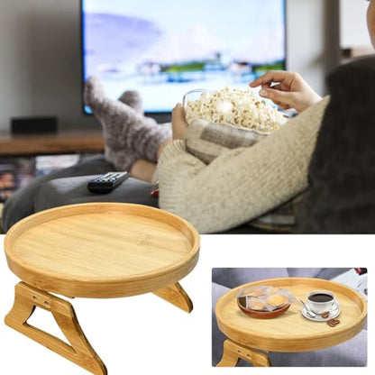 Round Shape Sofa Armrest Clip Foldable Sofa Armrest Clip | Clip on Tray Table for Couch Armrest,Drinks Holder, Remote Control Holder, Snacks Holder