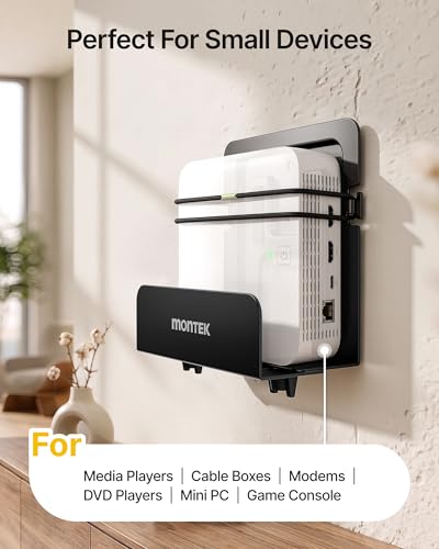 monTEK Adjustable Cable Box Wall Mount up to 11 LBS, Wide | Small Devices Wall Mount, Modem Mount, For WiFi Router, DVD Player, Mini PC, Game Consoles & Streaming Media Devices