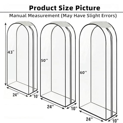 Clear Garment Bags for Hanging Clothes 3-piece set(43,50,60) inches Storage Bags With Zipper for Shirts, Suit,Jackets,Coats,sweater,Long Dresses,wedding,gowns,etc.