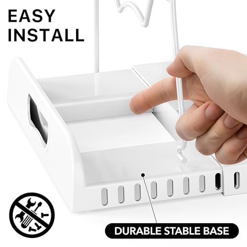 Simple Houseware Expandable Pan Rack 10 Adjustable Compartments, White | Kitchen Cabinet Organizer for Pots, Pans, Lids & Bakeware - Pantry & Countertop Storage