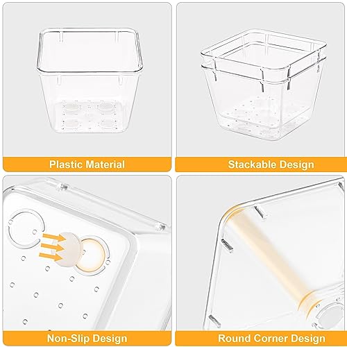 SMARTAKE 13-Piece Drawer Organizers with Non-Slip Silicone Pads, 5-Size | Clear Desk Bathroom Drawer Organizer Trays Storage Tray for Makeup, Jewelry, Utensils in Bedroom Dresser, Office and Kitchen