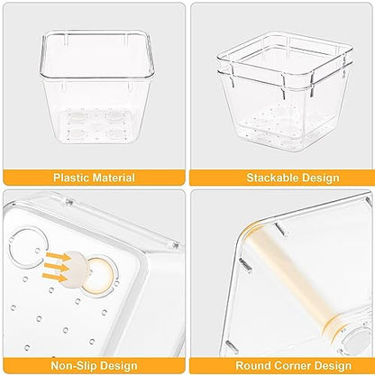 SMARTAKE 13-Piece Drawer Organizers with Non-Slip Silicone Pads, 5-Size | Clear Desk Bathroom Drawer Organizer Trays Storage Tray for Makeup, Jewelry, Utensils in Bedroom Dresser, Office and Kitchen