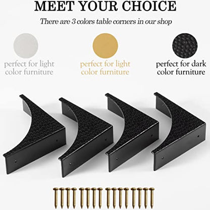 Black Metal Corner Guards Decorative Wood Funiture, 2.56'' Box Corner Protectors, Metal Table Corners, Antirust Zinc Alloy Desk Edge Cover Brackets with Nails(4Pcs)