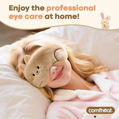 Lavender Eye Pillow for Relaxation, Yoga, Meditation | Microwavable Moist Heat Eye Compress Mask Pillow with Washable Plush Cover for Spa, Sleeping, Migraine Relief, Cute Rabbit