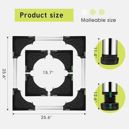 Mini Fridge Stand with 4 storage Feet (11.4"-12.6" High), Adjustable Base Tray Anti-Vibration for Mini Refrigerator Stand Washing Machine Stand Pedestal Dryer Dishwasher AC, Max Load 340LBS