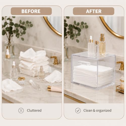 ForPro Pure & Simple XL Facial Towel Acrylic Holder with Drawer, Disposable | for Salon, Spa & Gym Use, Hand Towels, Bleach-Safe Salon Towels, Absorbent Spa Towels, Barber Towels, Salon & Spa Essentials