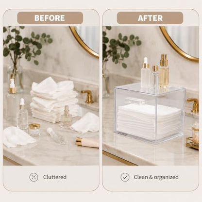 ForPro Pure & Simple XL Facial Towel Acrylic Holder with Drawer, Disposable | for Salon, Spa & Gym Use, Hand Towels, Bleach-Safe Salon Towels, Absorbent Spa Towels, Barber Towels, Salon & Spa Essentials