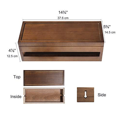 Changsuo Cable Management Box Wooden Cord Organizer Box for Extension Cord Power Stripe Surge Protector Wire Management Concealer Cover Hider for Desktop Home Office Kitchen (Brown)