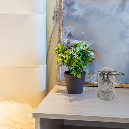 Moai Eyeglass Holder Stand Easter Island Stone Decoration Fun Glasses Holder Display Stands Modern Home Resin Sculptures Decorative Nightstand Home Office Desk Decor (Gray)