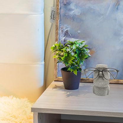 Moai Eyeglass Holder Stand Easter Island Stone Decoration Fun Glasses Holder Display Stands Modern Home Resin Sculptures Decorative Nightstand Home Office Desk Decor (Gray)