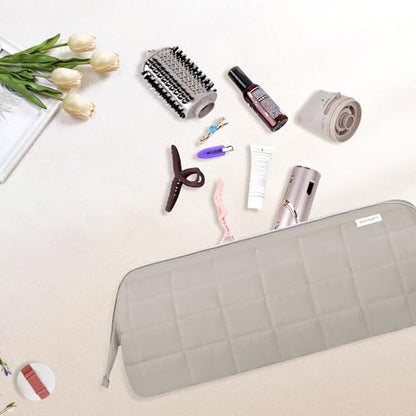 Hair Tools Travel Bag Organizer for Dyson Airwrap Case Holder Shark Hair Dryer Flex Style Airstraight Brush Revlon Attachments Carrying Case Flat Curling Iron Bags (Camel)