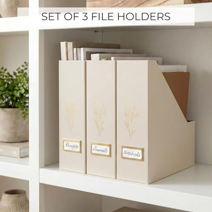 ZICOTO Beautiful Magazine Holder Set Of 3 - Sturdy File Holder to Organize Your Desk Or Shelves - The Perfect Office Storage to Effortlessly Organize Your Paperwork/Files, Magazines, Books Or Binders