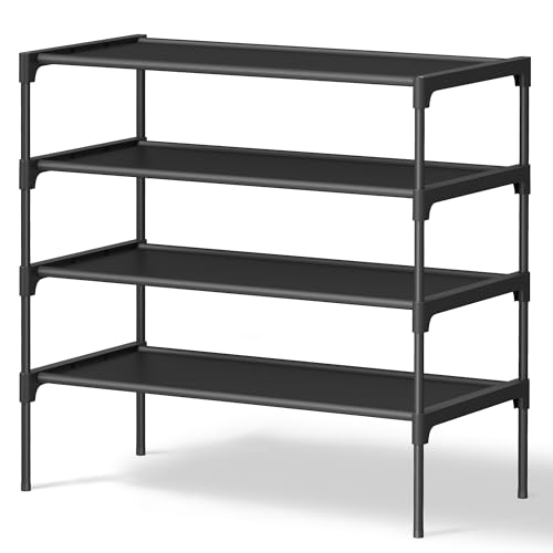SONGMICS Shoe Rack, Space-Saving, Entryway, Metal Frame | Space-Saving Shoe Storage Organizer, Non-Woven Fabric Shelves, ULSH024BH01